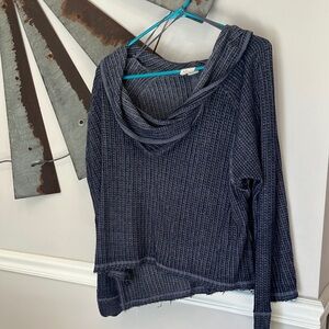 We The Free Dark Blue Cowl Neck Sweater